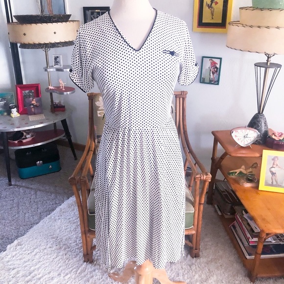 Vintage Dresses & Skirts - SOLD Vintage 1950s Style Dress Polka Dot Rockabilly